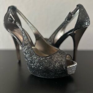 Black and silver sparkly Guess heels size 8